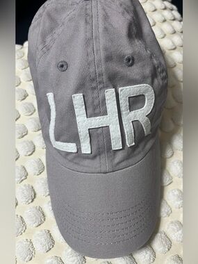 LHR London Heathrow airport code baseball hat gray